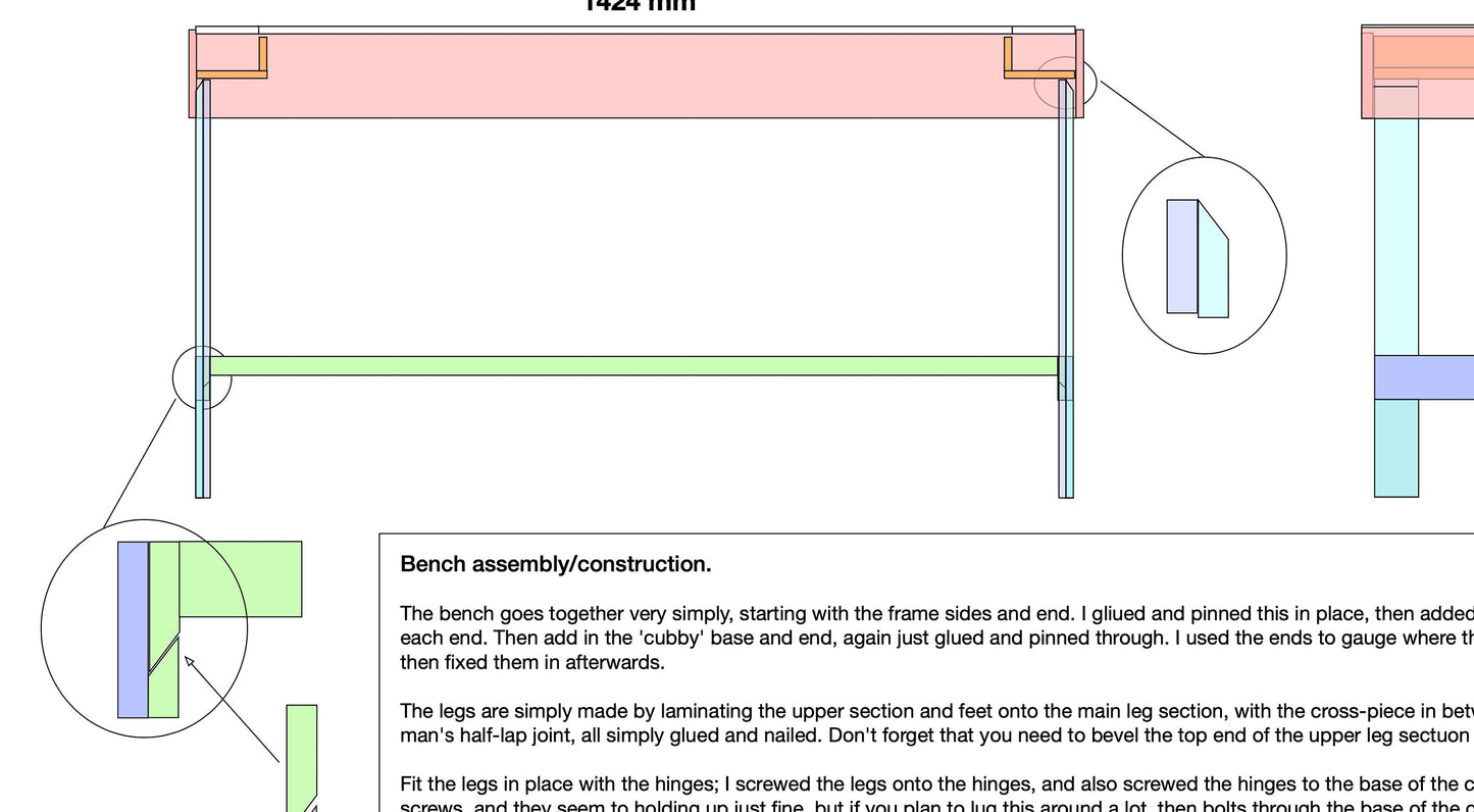 Ultralight Portable Bench plans - for benches made from 12mm thick material